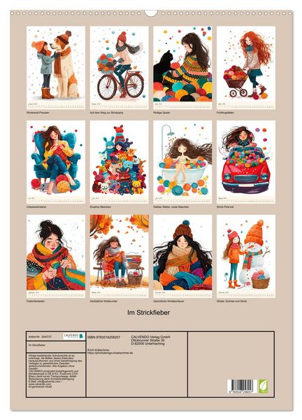 Produktbild: Im Strickfieber (Wandkalender 2026 DIN A2 hoch), CALVENDO Monatskalender