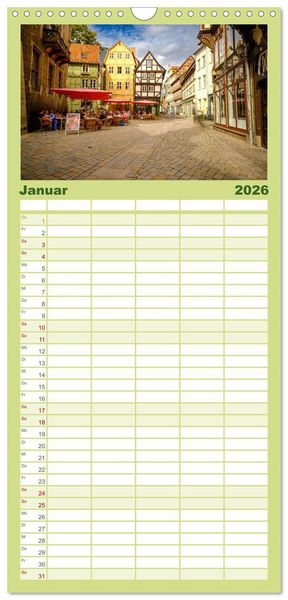 Produktbild: Familienplaner 2026 - Ein Blick auf Quedlinburg mit 5 Spalten (Wandkalender, 21 x 45 cm) CALVENDO
