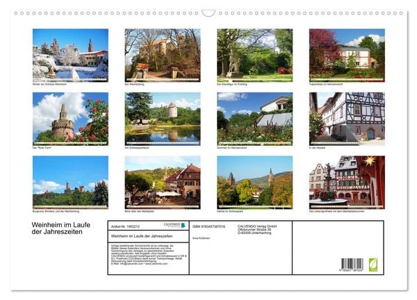 Produktbild: Weinheim im Laufe der Jahreszeiten (Wandkalender 2026 DIN A2 quer), CALVENDO Monatskalender