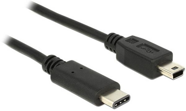 Produktbild: Delock USB-Kabel USB 2.0 USB-Mini-B Stecker, USB-C&reg; Stecker 0.50m Schwarz 83335