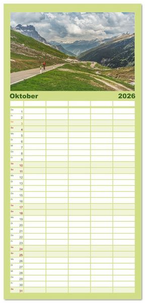 Produktbild: Familienplaner 2026 - Schweizer Alpenp&auml;sse mit 5 Spalten (Wandkalender, 21 x 45 cm) CALVENDO
