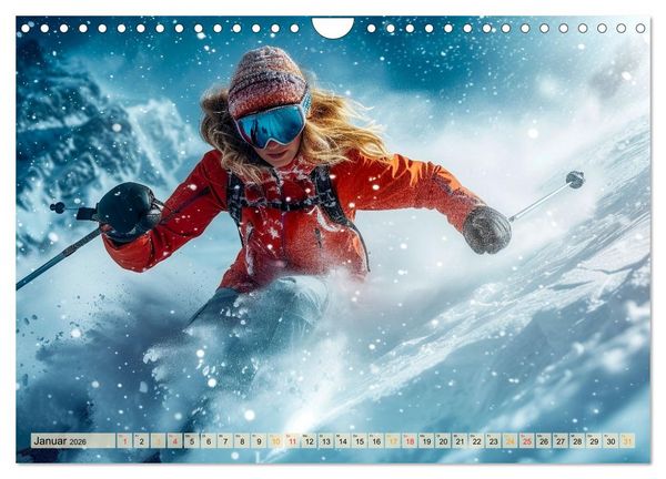 Produktbild: Skifahren - tolle Momente (Wandkalender 2026 DIN A4 quer), CALVENDO Monatskalender