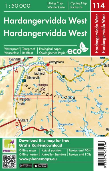 Produktbild: Hardangervidda West, Wander - Radkarte 1 : 50 000