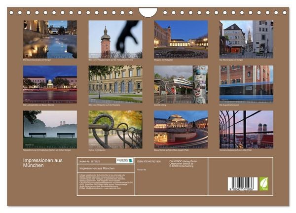 Produktbild: Impressionen aus M&uuml;nchen (Wandkalender 2026 DIN A4 quer), CALVENDO Monatskalender