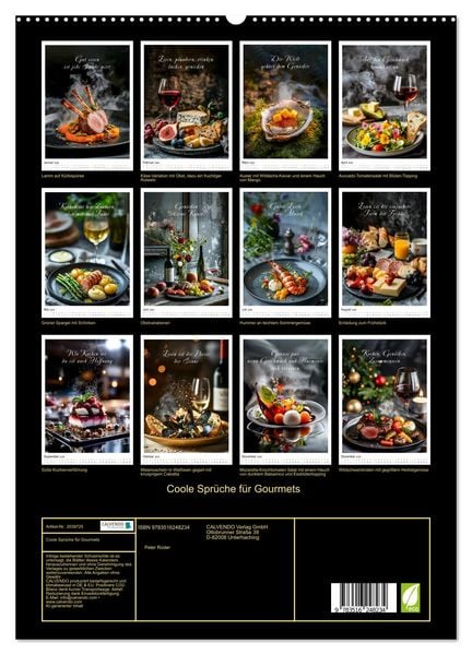 Produktbild: Coole Spr&uuml;che f&uuml;r Gourmets (hochwertiger Premium Wandkalender 2026 DIN A2 hoch), Kunstdruck in Hochglanz