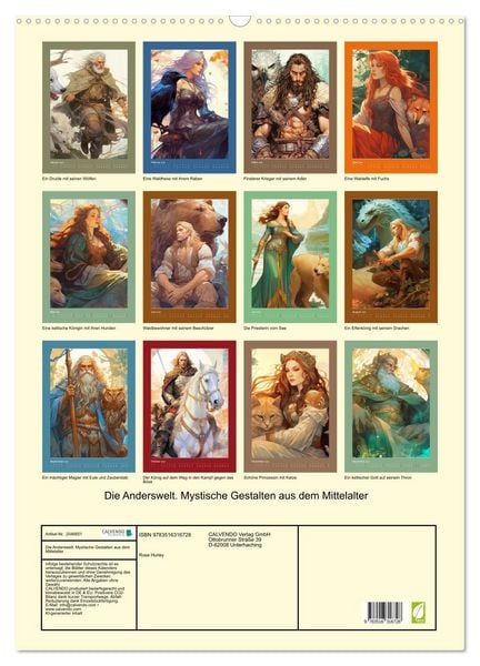 Produktbild: Die Anderswelt. Mystische Gestalten aus dem Mittelalter (Wandkalender 2026 DIN A2 hoch), CALVENDO Monatskalender