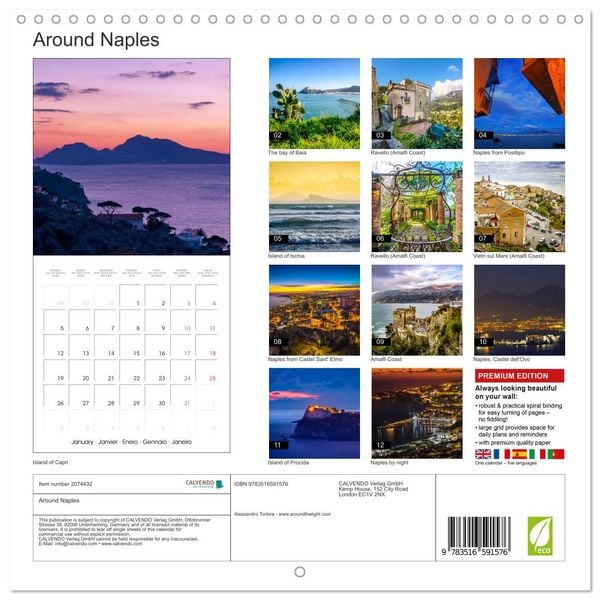 Produktbild: Around Naples (Wall Calendar 2026 12 &times; 12 Inch) CALVENDO 12 Month Wall Calendar