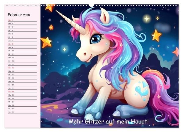 Produktbild: Unicorns! Lustige Einh&ouml;rner. Witzige Einhornspr&uuml;che und Weisheiten (Wandkalender 2026 DIN A2 quer), CALVENDO Monatskalender