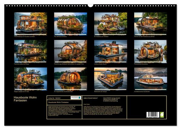 Produktbild: Hausboote Wohn Fantasien (Wandkalender 2026 DIN A2 quer), CALVENDO Monatskalender