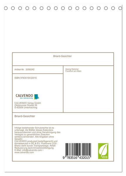 Produktbild: Briard-Gesichter (Tischkalender 2026 DIN A5 hoch), CALVENDO Monatskalender