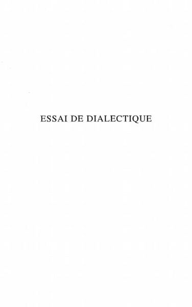 Produktbild: Essai de dialectique