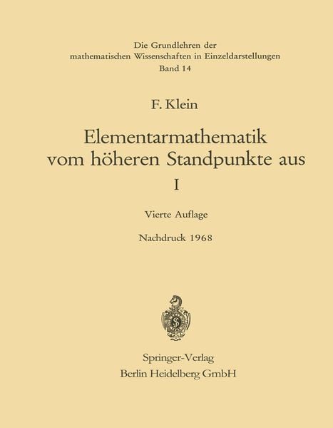 Produktbild: Elementarmathematik vom H&ouml;heren Standpunkte aus, I