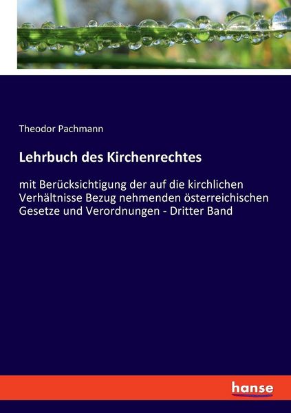 Lehrbuch des Kirchenrechtes, Taschenbuch von Theodor Pachmann, Hansebooks, 9783348082761