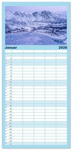 Produktbild: Familienplaner 2026 - Troms&oslash; in der Polarnacht mit 5 Spalten (Wandkalender, 21 x 45 cm) CALVENDO