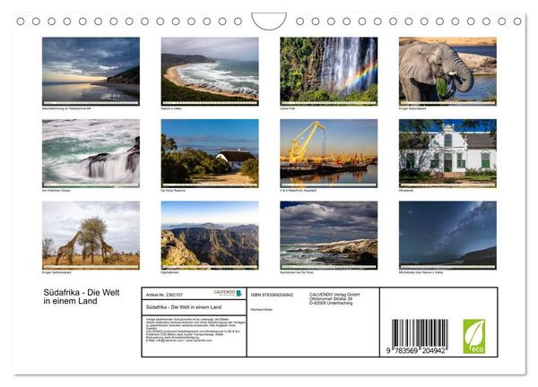 Produktbild: S&uuml;dafrika - Die Welt in einem Land (Wandkalender 2027 DIN A4 quer), CALVENDO Monatskalender