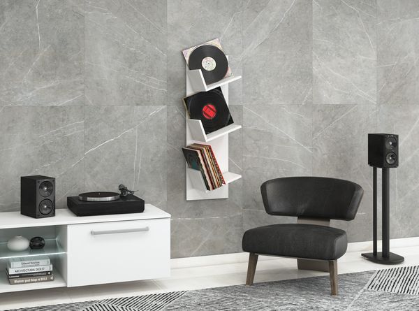 Produktbild: Holz B&uuml;cher Schallplatten LP H&auml;nge Wandregal Sulda