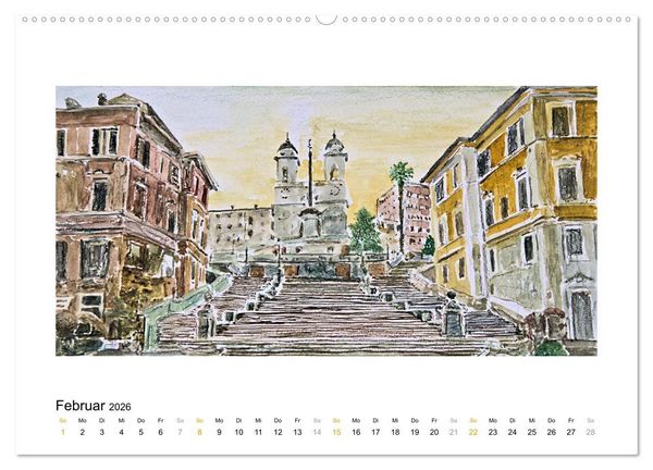 Produktbild: ROM In stillen Aquarellen (hochwertiger Premium Wandkalender 2026 DIN A2 quer), Kunstdruck in Hochglanz