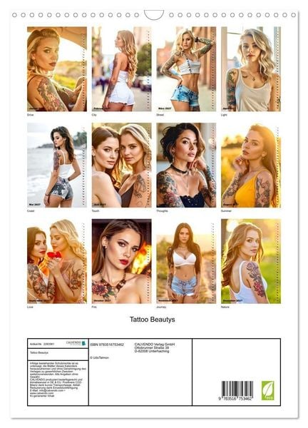 Produktbild: Tattoo Beautys (Wandkalender 2027 DIN A3 hoch), CALVENDO Monatskalender
