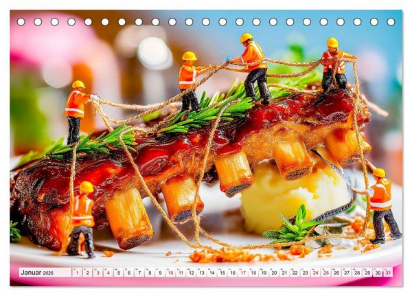 Produktbild: BBQ in Miniatur - Kleine Helden am Braten und Grillen (Tischkalender 2026 DIN A5 quer), CALVENDO Monatskalender