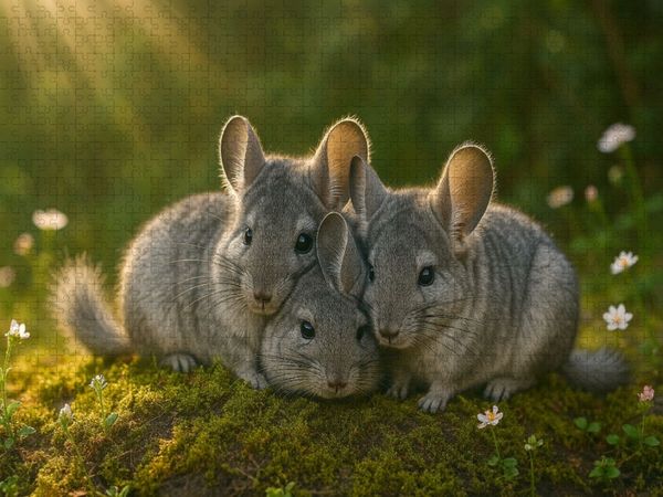 Produktbild: CALVENDO Puzzle Kuschelstunde - drei Chinchillas | 1000 Teile Lege-Gr&ouml;&szlig;e 64x48cm Foto-Puzzle f&uuml;r gl&uuml;ckliche Stunden