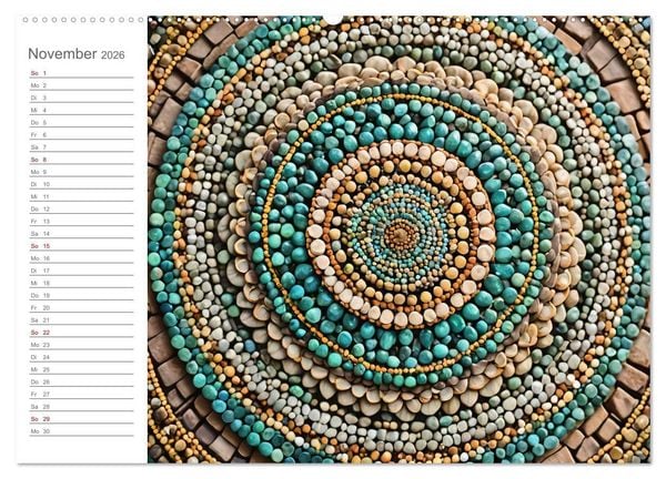Produktbild: Natural Mandalas - Kraftvolle KI Mandalas aus Naturmaterialien (hochwertiger Premium Wandkalender 2026 DIN A2 quer), Kunstdruck in Hochglanz