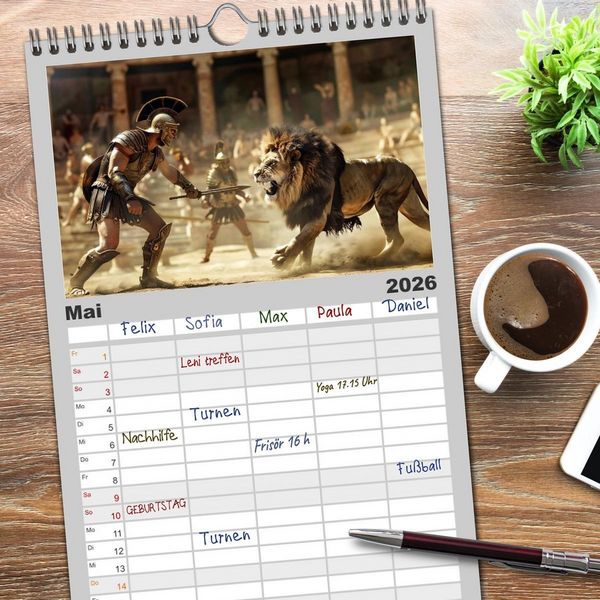 Produktbild: Familienplaner 2026 - Unbeugsame Herzen mit 5 Spalten (Wandkalender, 21 x 45 cm) CALVENDO