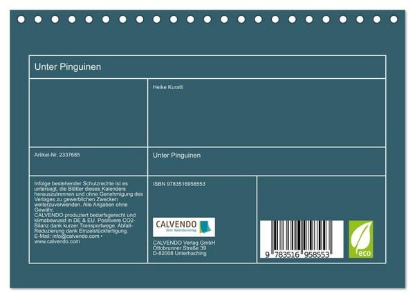 Produktbild: Unter Pinguinen (Tischkalender 2027 DIN A5 quer), CALVENDO Monatskalender
