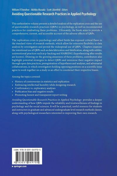 Produktbild: Avoiding Questionable Research Practices in Applied Psychology