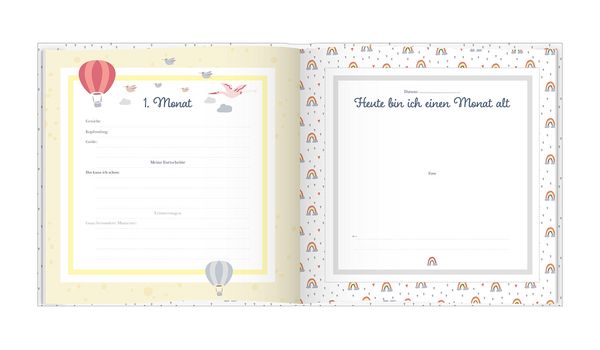 Produktbild: Babyalbum mit Fensterausschnitt f&uuml;r das 1. Lebensjahr zum Eintragen der sch&ouml;nsten Momente und Erinnerungen mit Platz f&uuml;r Fotos | f&uuml;r M&auml;dchen
