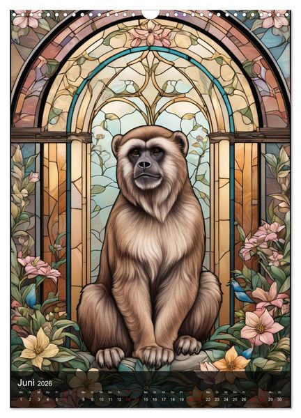Produktbild: Wildtiere und Glaskunst im Tiffany Stil (Wandkalender 2026 DIN A3 hoch), CALVENDO Monatskalender
