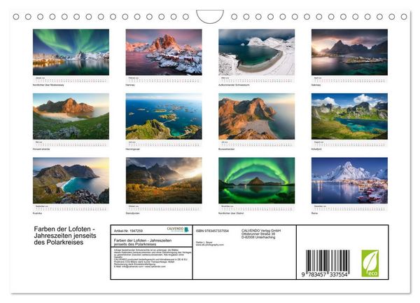 Produktbild: Farben der Lofoten - Jahreszeiten jenseits des Polarkreises (Wandkalender 2026 DIN A4 quer), CALVENDO Monatskalender