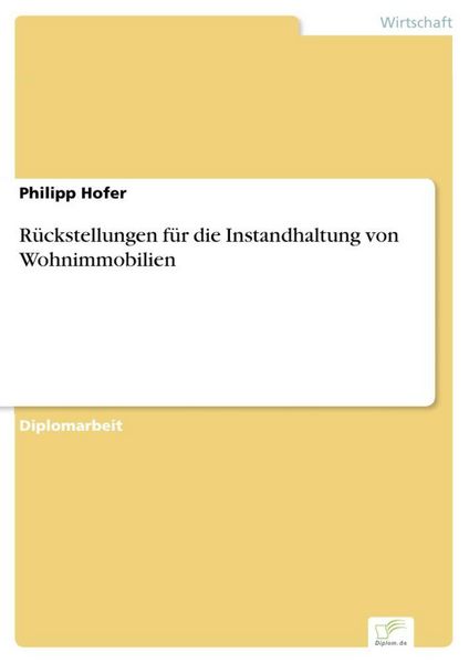 Produktbild: R&uuml;ckstellungen f&uuml;r die Instandhaltung von Wohnimmobilien