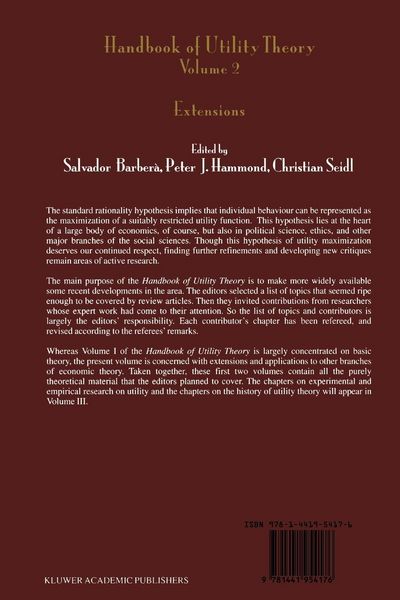 Produktbild: Handbook of Utility Theory