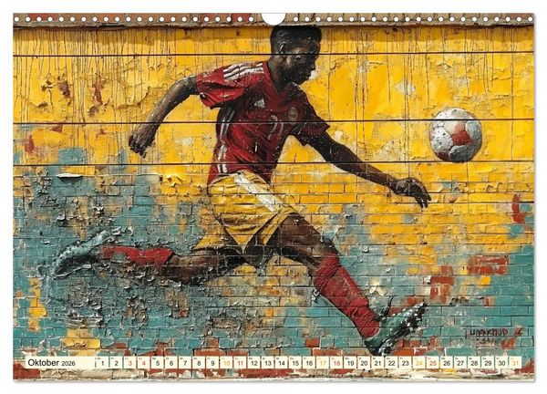 Produktbild: Fu&szlig;ball Graffiti - sportliche Kunst (Wandkalender 2026 DIN A3 quer), CALVENDO Monatskalender