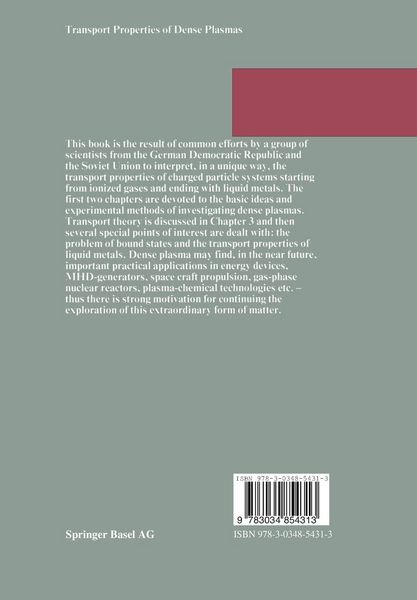 Produktbild: Transport Properties of Dense Plasmas