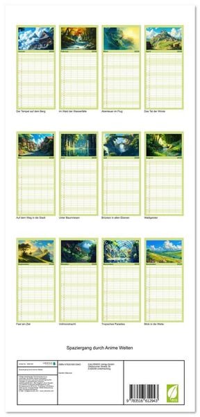 Produktbild: Familienplaner 2026 - Spaziergang durch Anime Welten mit 5 Spalten (Wandkalender, 21 x 45 cm) CALVENDO