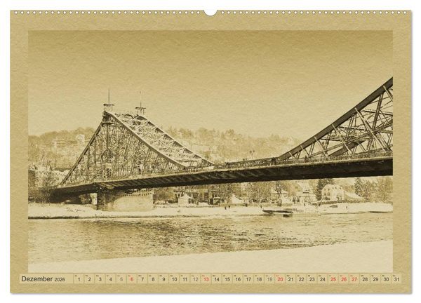 Produktbild: Dresden - Ein Kalender im Zeitungsstil (hochwertiger Premium Wandkalender 2026 DIN A2 quer), Kunstdruck in Hochglanz