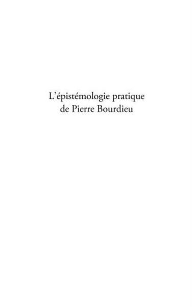Produktbild: Epistemologie pratique de Pierre bourdieu