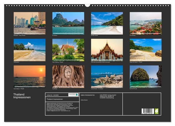 Produktbild: Thailand Impressionen (Wandkalender 2027 DIN A2 quer), CALVENDO Monatskalender
