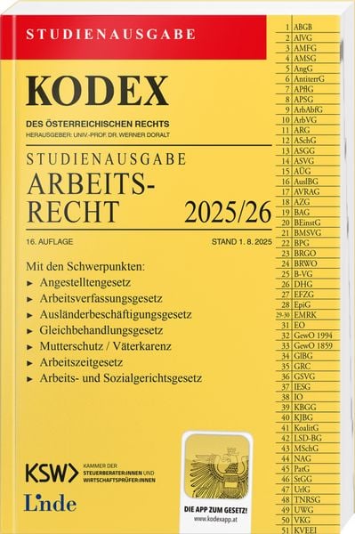 Produktbild: KODEX Studienausgabe Arbeitsrecht 2025/26