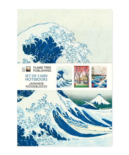 Dreier Set Mittelformat-Notizbücher: Japanische Holzschnitte
