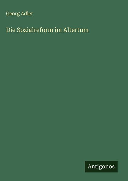 Produktbild: Die Sozialreform im Altertum