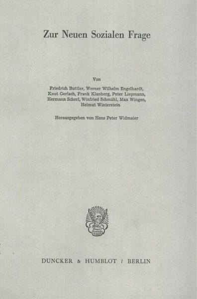 Produktbild: Zur Neuen Sozialen Frage.