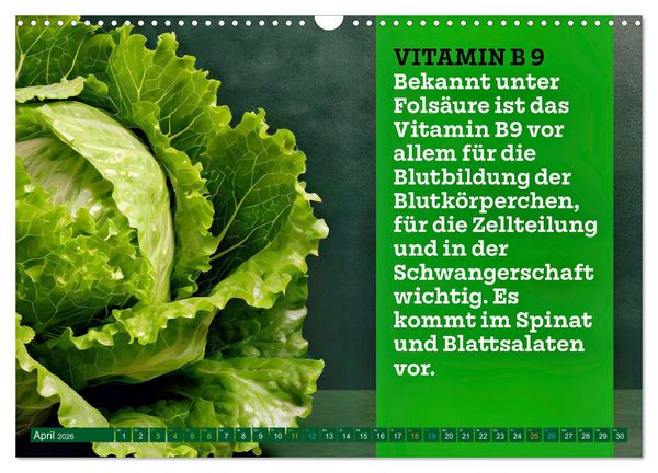 Produktbild: VITAMINE - Gesundheit aus der Natur (Wandkalender 2026 DIN A3 quer), CALVENDO Monatskalender