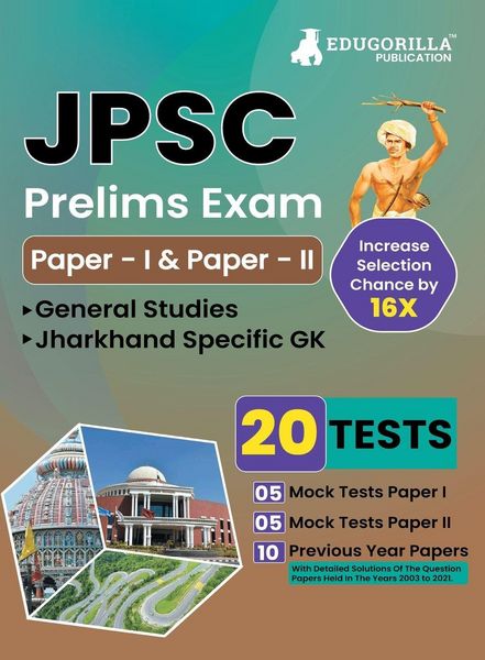 Produktbild: JPSC Prelims Exam (Paper I & II) Exam 2023 (English Edition) - 10 Full Length Mock Tests and 10 Previous Year Papers with Free Access to Online Tests