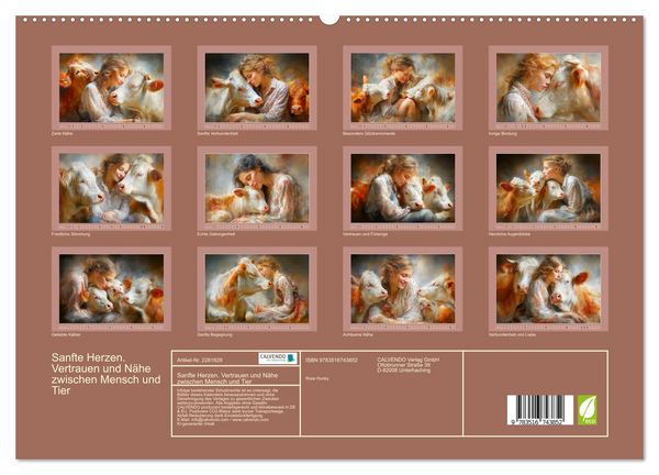 Produktbild: Sanfte Herzen. Vertrauen und N&auml;he zwischen Mensch und Tier (hochwertiger Premium Wandkalender 2026 DIN A2 quer), Kunstdruck in Hochglanz