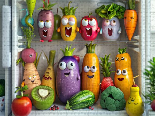 Produktbild: CALVENDO Puzzle Gem&uuml;se Chor im K&uuml;hlschrank | 1000 Teile Lege-Gr&ouml;&szlig;e 64x48cm Foto-Puzzle f&uuml;r gl&uuml;ckliche Stunden
