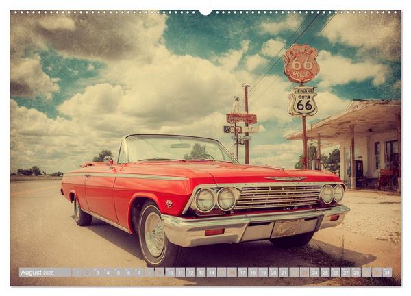 Produktbild: Amerikas rollende Legenden &ndash; Retro-Design trifft Nostalgie (hochwertiger Premium Wandkalender 2026 DIN A2 quer), Kunstdruck in Hochglanz