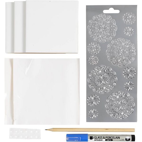 Produktbild: Creativ Company Mini Kreativ Set Dekoration, Porzellanuntersetzer, Blau