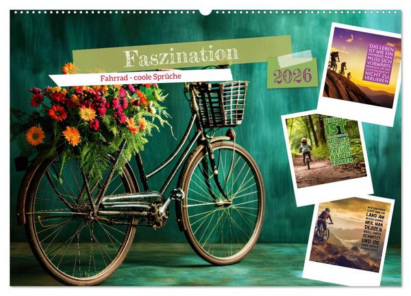 Produktbild: Faszination Fahrrad - coole Spr&uuml;che (Wandkalender 2026 DIN A2 quer), CALVENDO Monatskalender